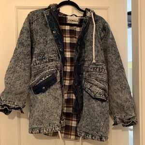 Oversized hooded jean jacket